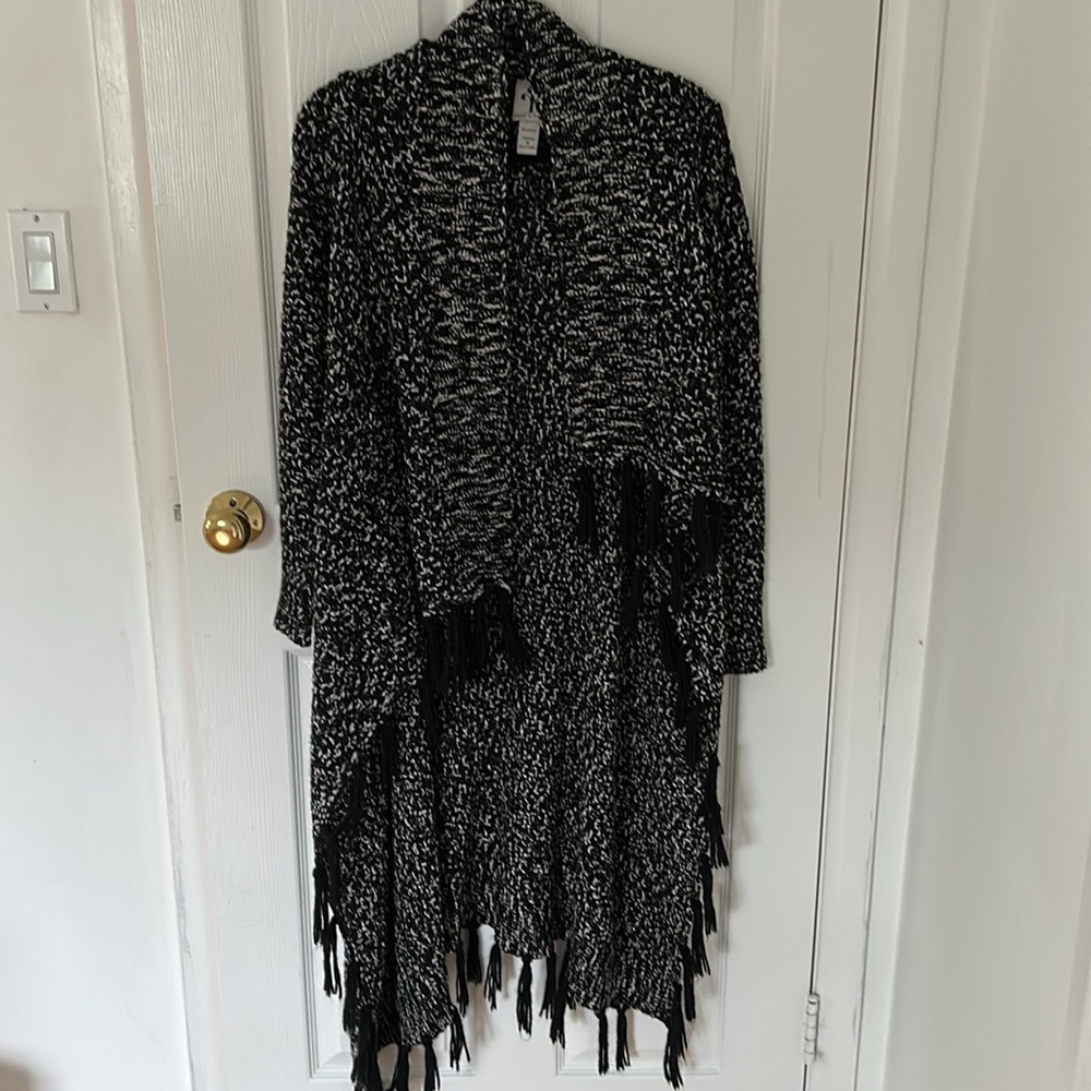 Rain + rose sweater cardigan, long length size medium with fringes